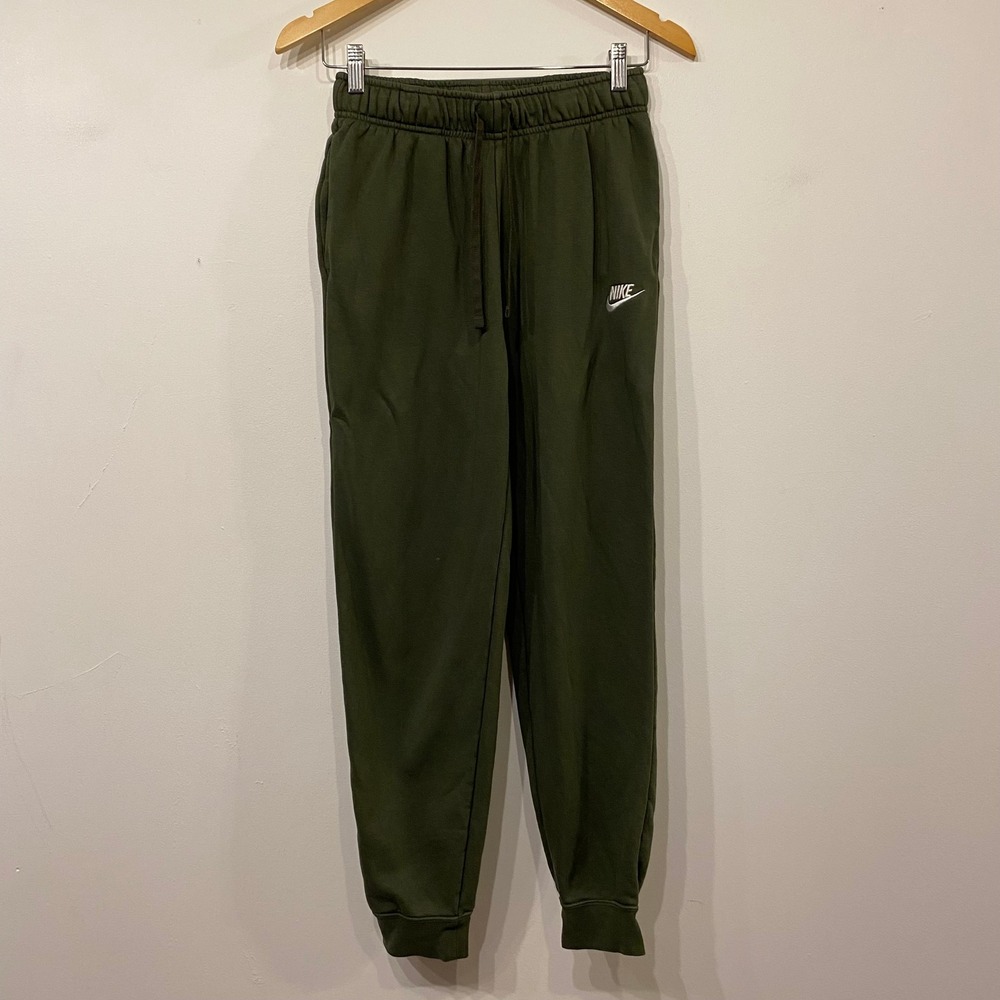 Nike Women Sportswear Essential Fleece Joggers Olive Green Small Sweatpants